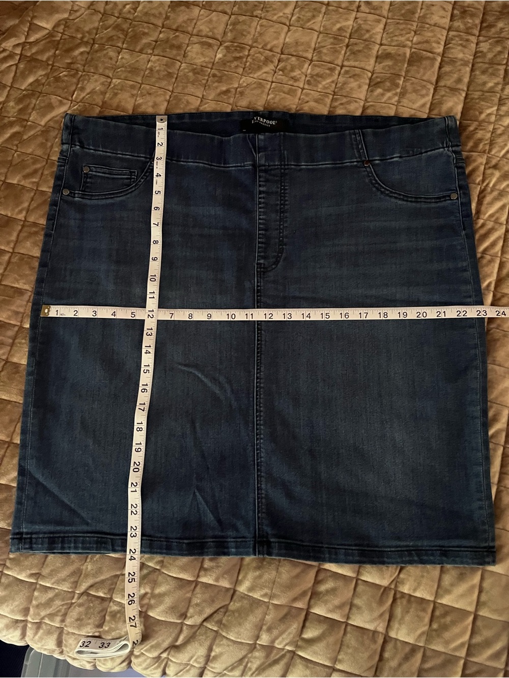 Liverpool Los Angeles: Dark Blue Denim Pencil Skirt - Zora Stretch Denim
